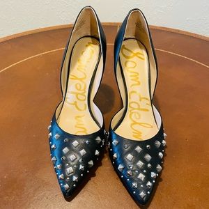 🎉Host Pick🎉 Sam Edelman black leather pumps with silver grommets